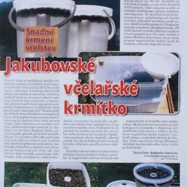 Jakubovské včelařské krmítko - článek v časopise včelařství